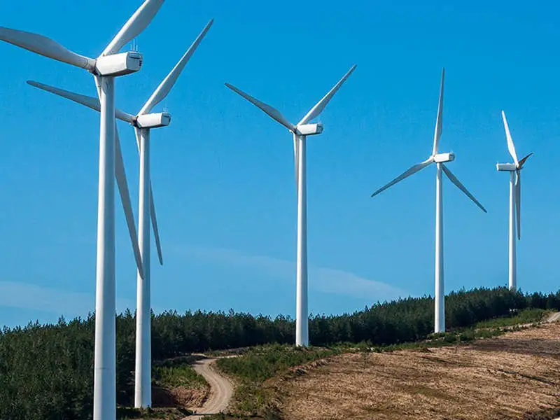 Wind turbines at the Diamond Vista Windfarm in Kansas demonstrating renewable energy generation from wind power