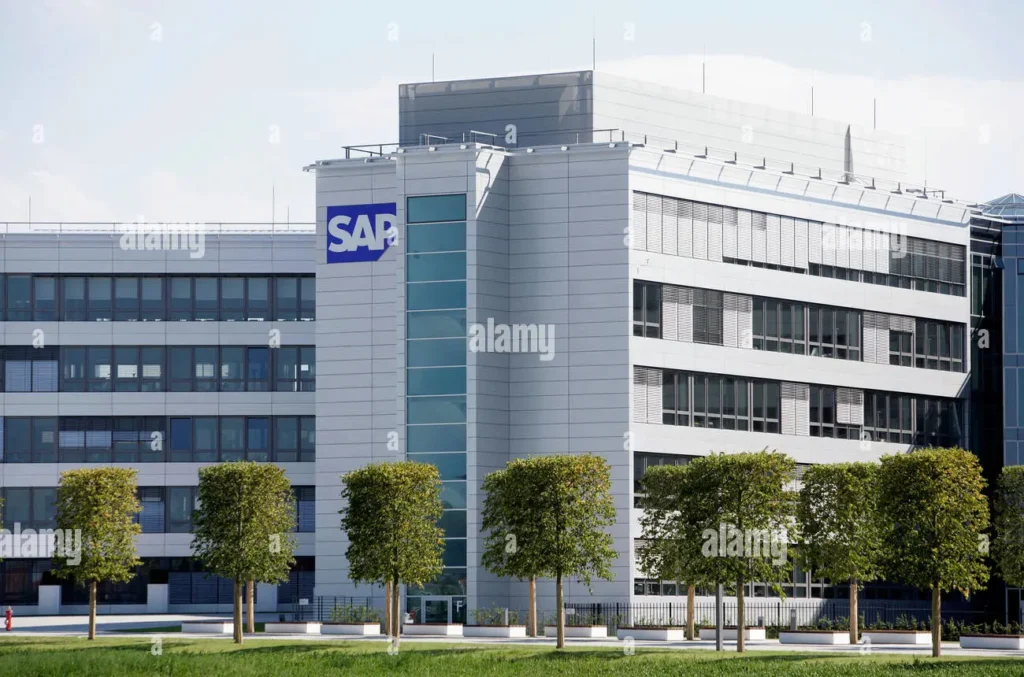 The SAP headquarters building in Walldorf, Germany, showcasing the company's corporate presence