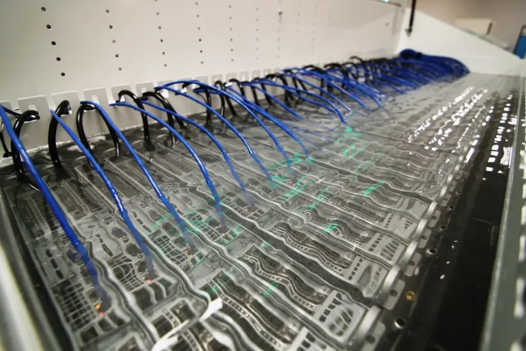 Liquid cooling system with microchannel plates and cables in a data center for efficient heat management eidasolutions