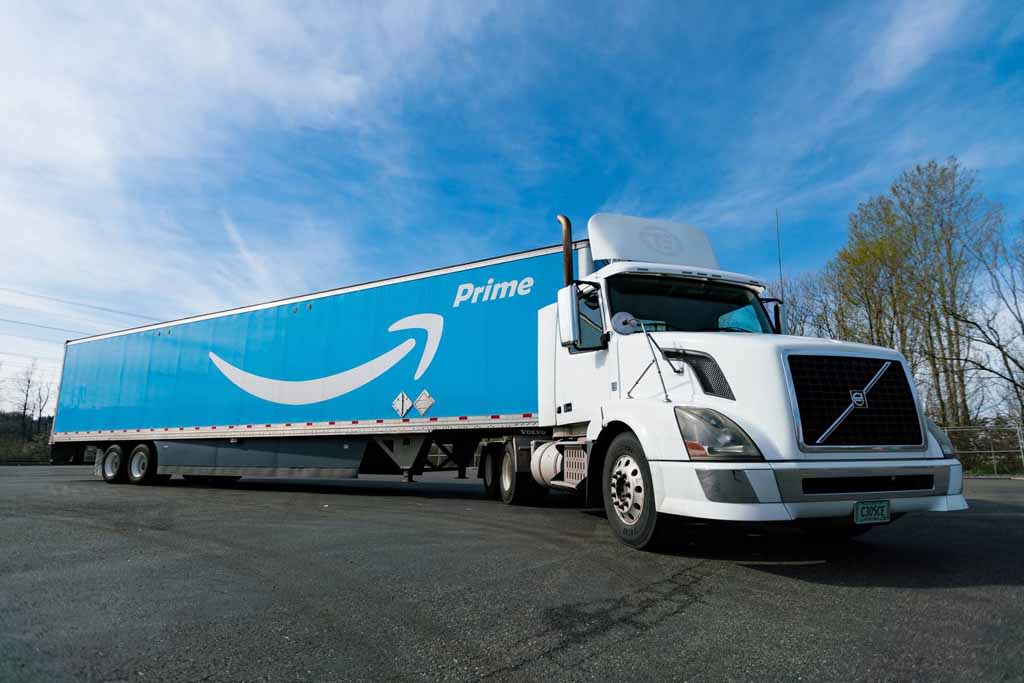 Amazon Prime delivery truck showcasing the company's logistics and delivery capabilities