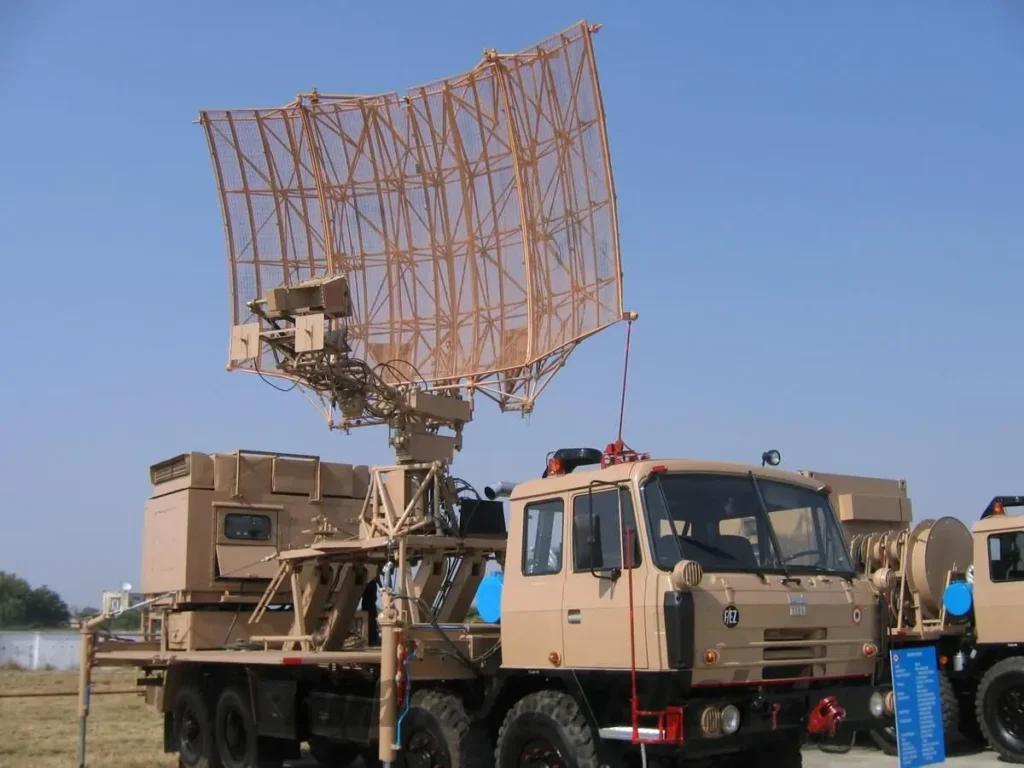 Military radar system mounted on a vehicle reflecting Paras Defence's advanced electronics and defense technology capabilities 