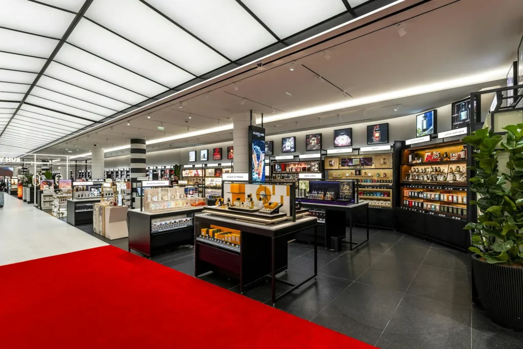 Interior of Sephora's flagship store showcasing luxury beauty products and elegant retail design under LVMH 