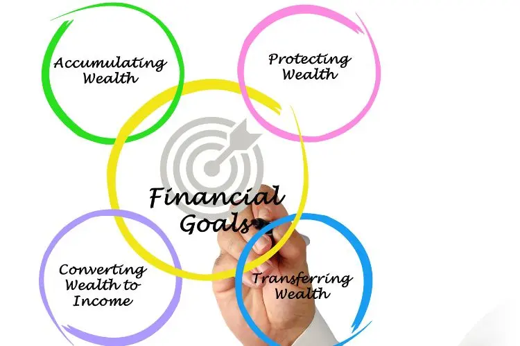 Key components of financial goals include accumulating, protecting, converting, and transferring wealth 