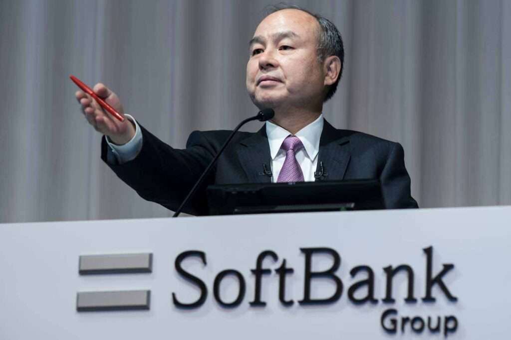 SoftBank Group CEO addressing an audience during a corporate event 