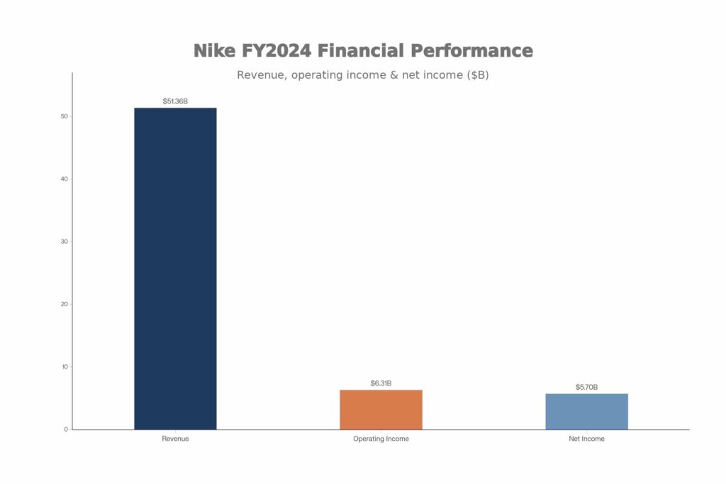 Nike FY2024 Financial Breakdown: $51.36B Revenue with 44.6% Gross Margin and 11.1% Net Margin