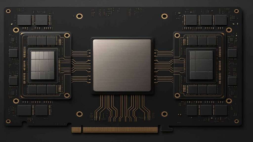 This image shows NVIDIA's sophisticated GPU architecture. The Grace CPU and Blackwell Ultra GPUs represent cutting-edge technology powering AI advancement worldwide.