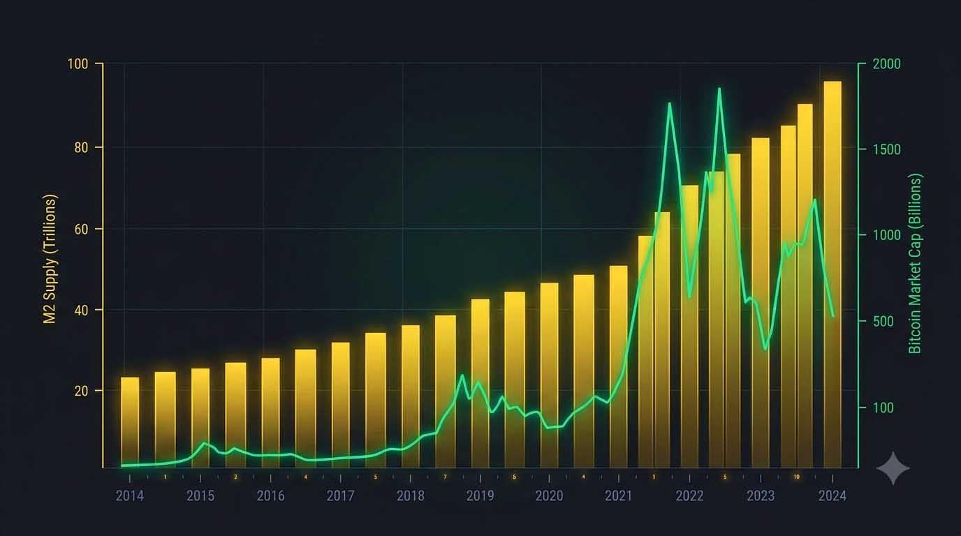 Global M2 Money Supply Correlation with Bitcoin Price Cycles