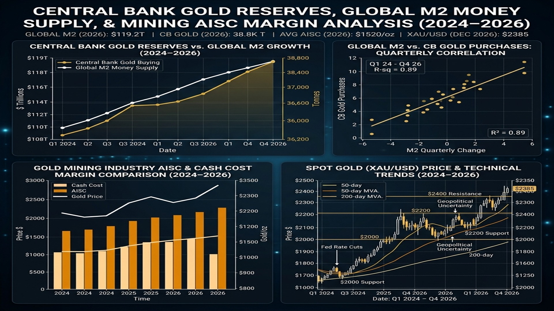 Central bank gold reserve accumulation and M2 liquidity chart 2026