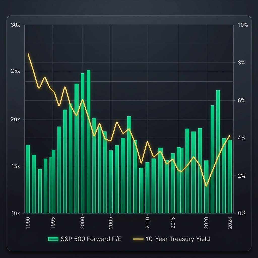S&P 500 Forward PE Multiple vs Treasury Yield History Chart