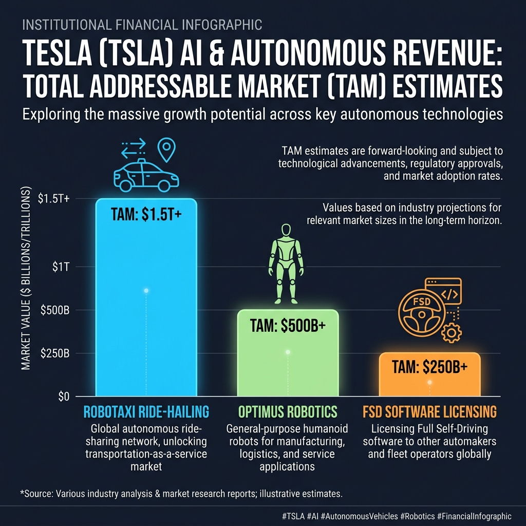 Tesla TSLA AI Autonomous Revenue TAM Infographic